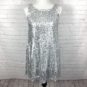 Haoduoyi Silver Sequins‎ Mini Dress Rave Size Small Medium Sleeveless Summer
